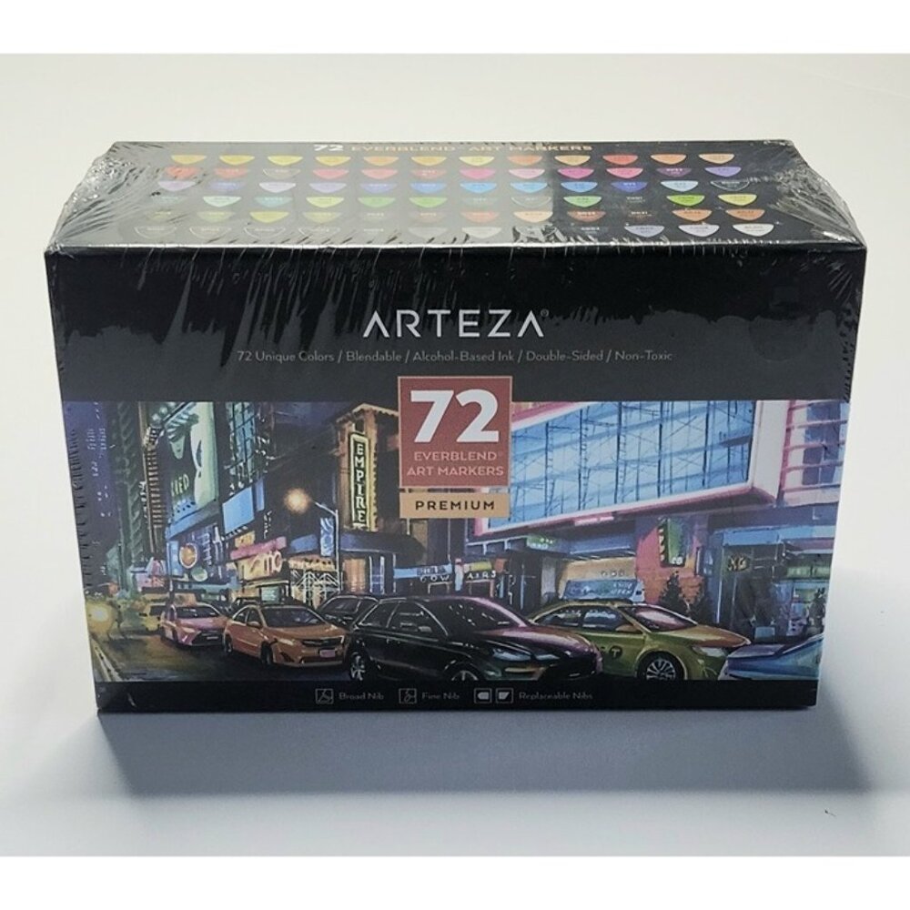 Arteza Professional EverBlend Dual Tip Ultra Artist Brush Sketch 72 Markers Set